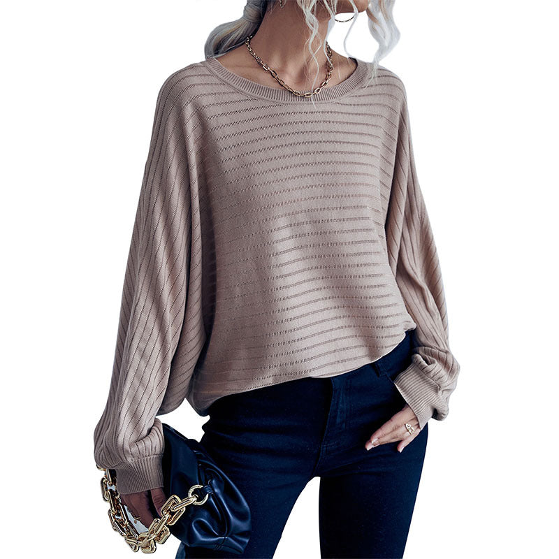 Damen Oversize-Feinstrickpullover mit horizontalem Rippdetail und Rundhalsausschnitt Shop Nory