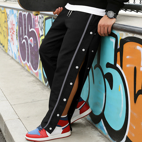 Herren Sportliche Snap-Trackhose mit seitlichen Druckknopfleisten und Tunnelzug Shop Nory