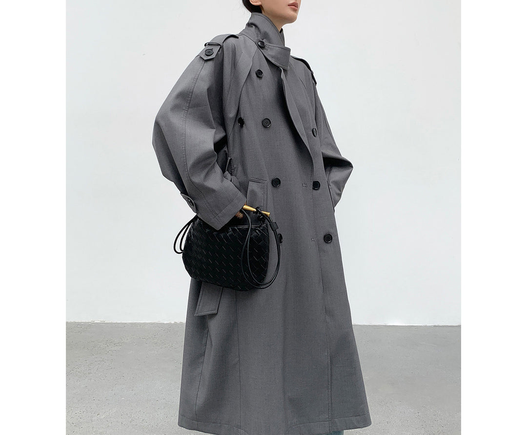 Damen modischer Trenchcoat mit doppelter Knopfleiste Shop Nory