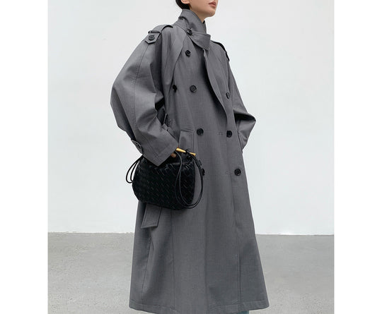 Damen modischer Trenchcoat mit doppelter Knopfleiste Shop Nory