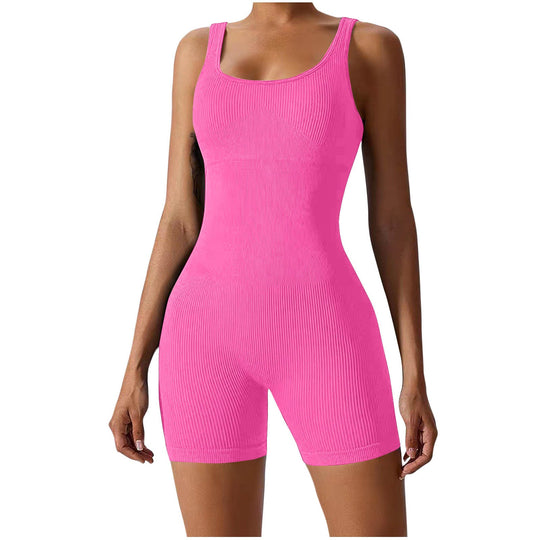 Damen Figurbetonter Sport-Bodysuit mit Rippstruktur