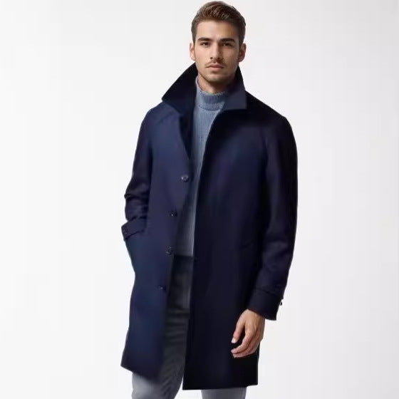 Herren klassischer Trenchcoat mit stilvollem Gürtel und doppelter Knopfreihe