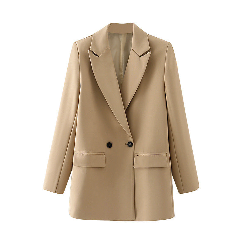 Damen Oversize Doppelreihiger Blazer mit fallendem Revers und weicher Innenfütterung Shop Nory