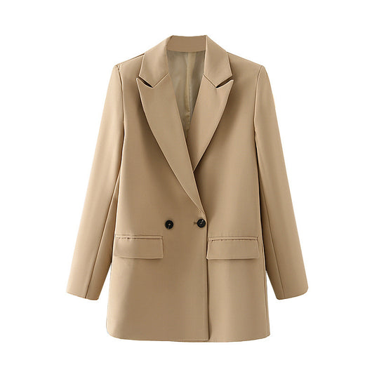 Damen Oversize Doppelreihiger Blazer mit fallendem Revers und weicher Innenfütterung Shop Nory