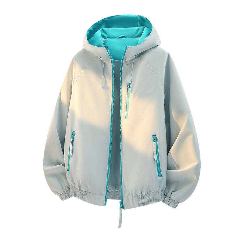 Damen Leichte Kapuzen‑Shelljacke im Urban‑Look mit kontrastfarbenem Futter, Reißverschlusstaschen und elastischem Bund Shop Nory