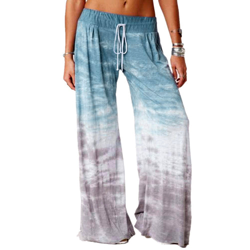 Damen weite Batik-Hose mit Kordelzug, Plissee und Seitentaschen Shop Nory