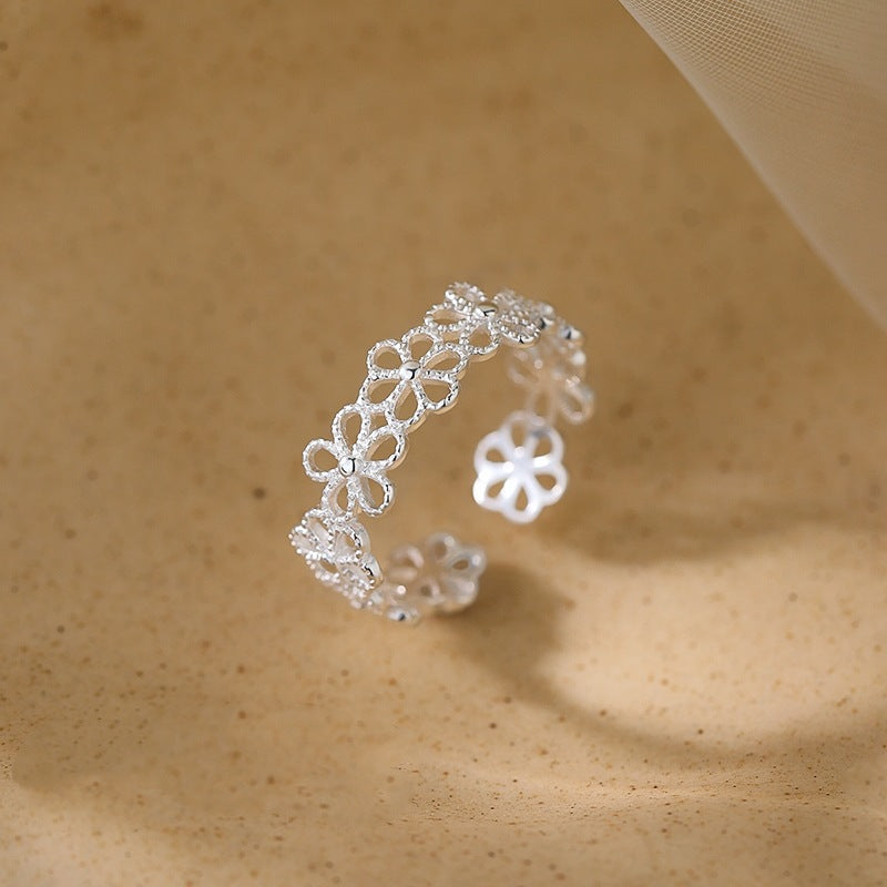 Damen zarter Blumenring aus filigranem Silberdesign Shop Nory
