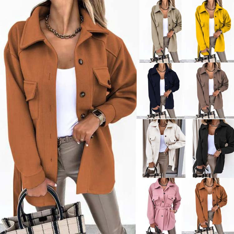 Damen Oversize-Hemdjacke mit praktischen Taschen und modernem Kragen