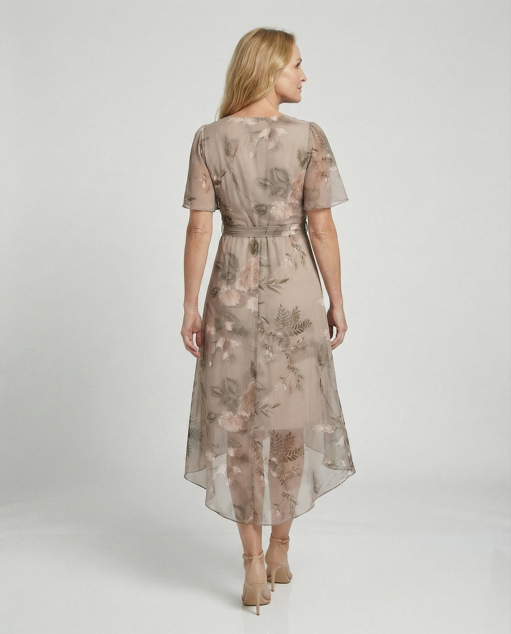 Damen Midikleid Wickelkleid Chiffon