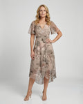 Damen Midikleid Wickelkleid Chiffon