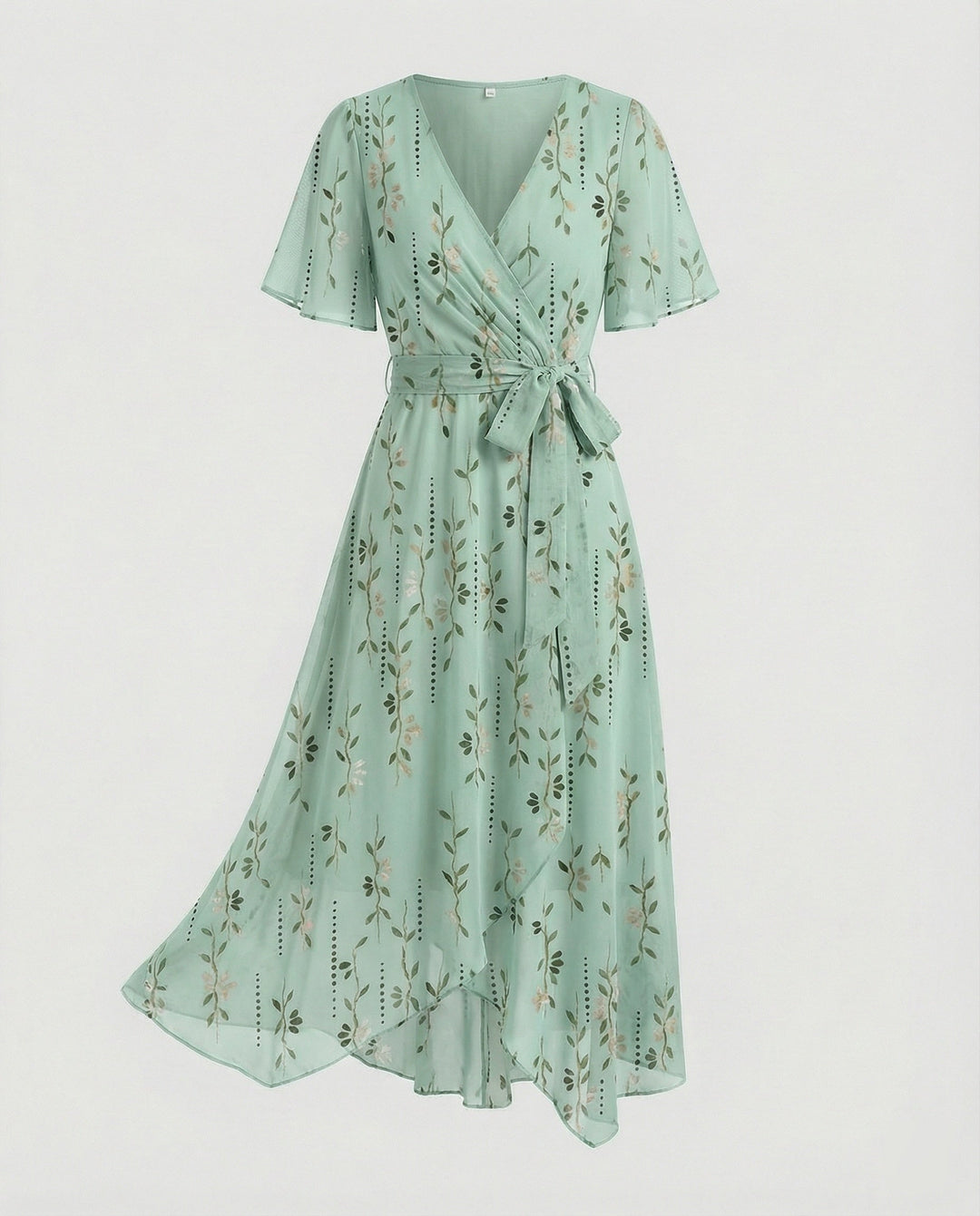 Damen Midikleid Wickelkleid Chiffon