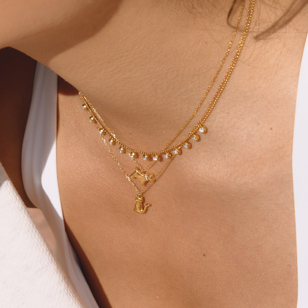 Damen Kette mit Hunde-Anhänger aus Edelstahl Shop Nory