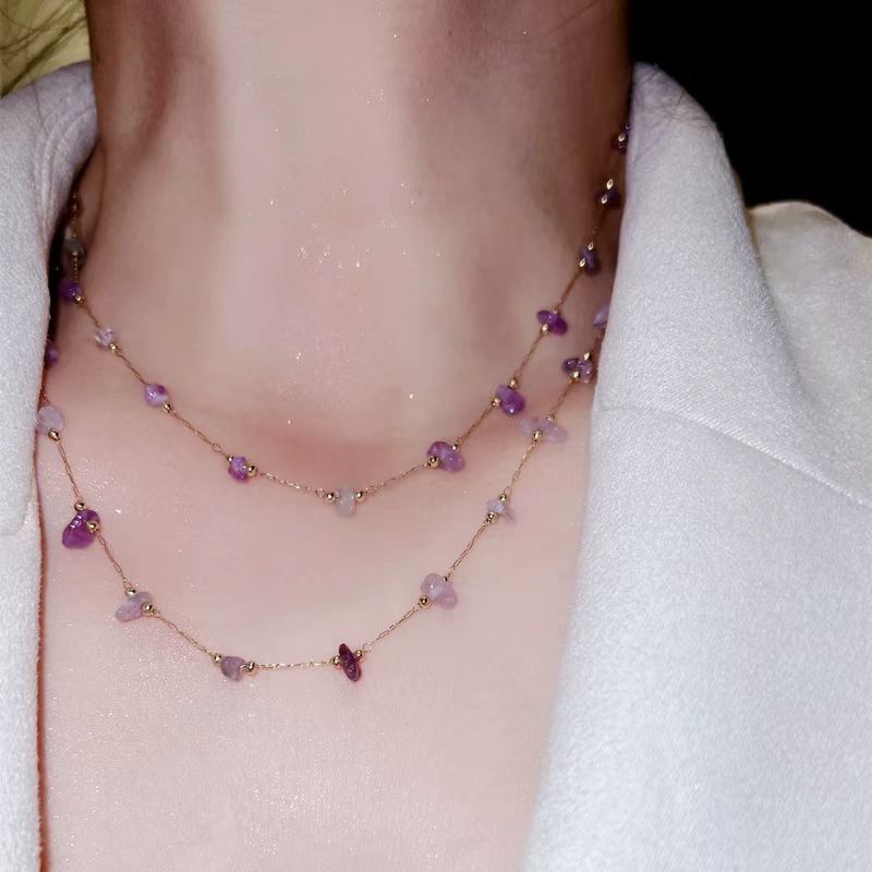 Damen Zarte Amethyst Perlen Halskette Shop Nory