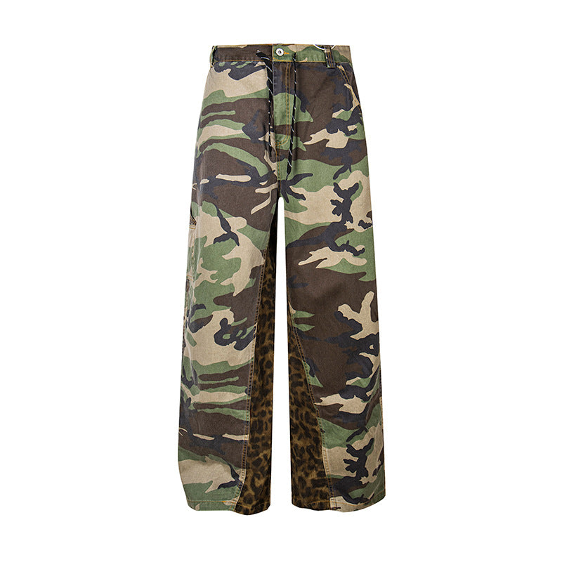 Damen Weite Cargo-Culottehose mit Camouflage-Print und Leoparden-Detail Shop Nory
