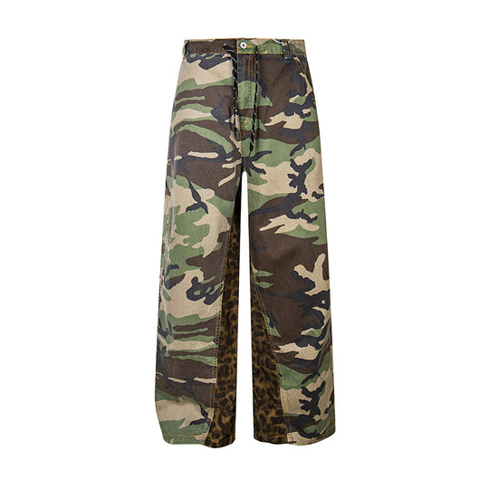 Damen Weite Cargo-Culottehose mit Camouflage-Print und Leoparden-Detail Shop Nory