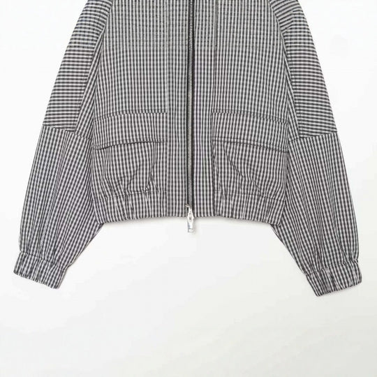 Damen Gekürzte Boxy‑Jacke im Vichy‑Karo mit Stehkragen und Zweiwege‑Reißverschluss Shop Nory