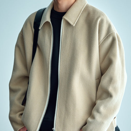 Herren Wolljacke mit Reißverschluss und weiter Passform Shop Nory