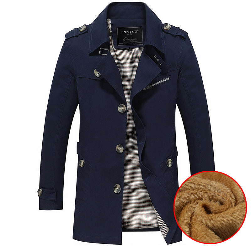 Herren militärisch inspirierter Kurzmantel mit Teddyfleece‑Innenlage und Reißverschluss‑Brusttasche Shop Nory