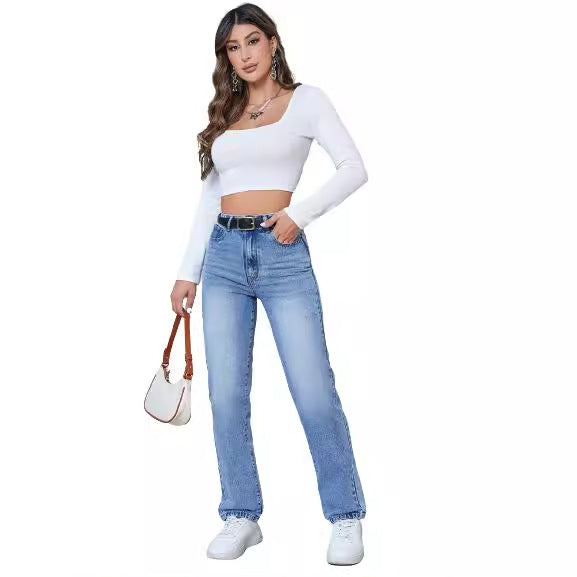 Damen Hoch taillierte Jeans mit schmalem Schnitt