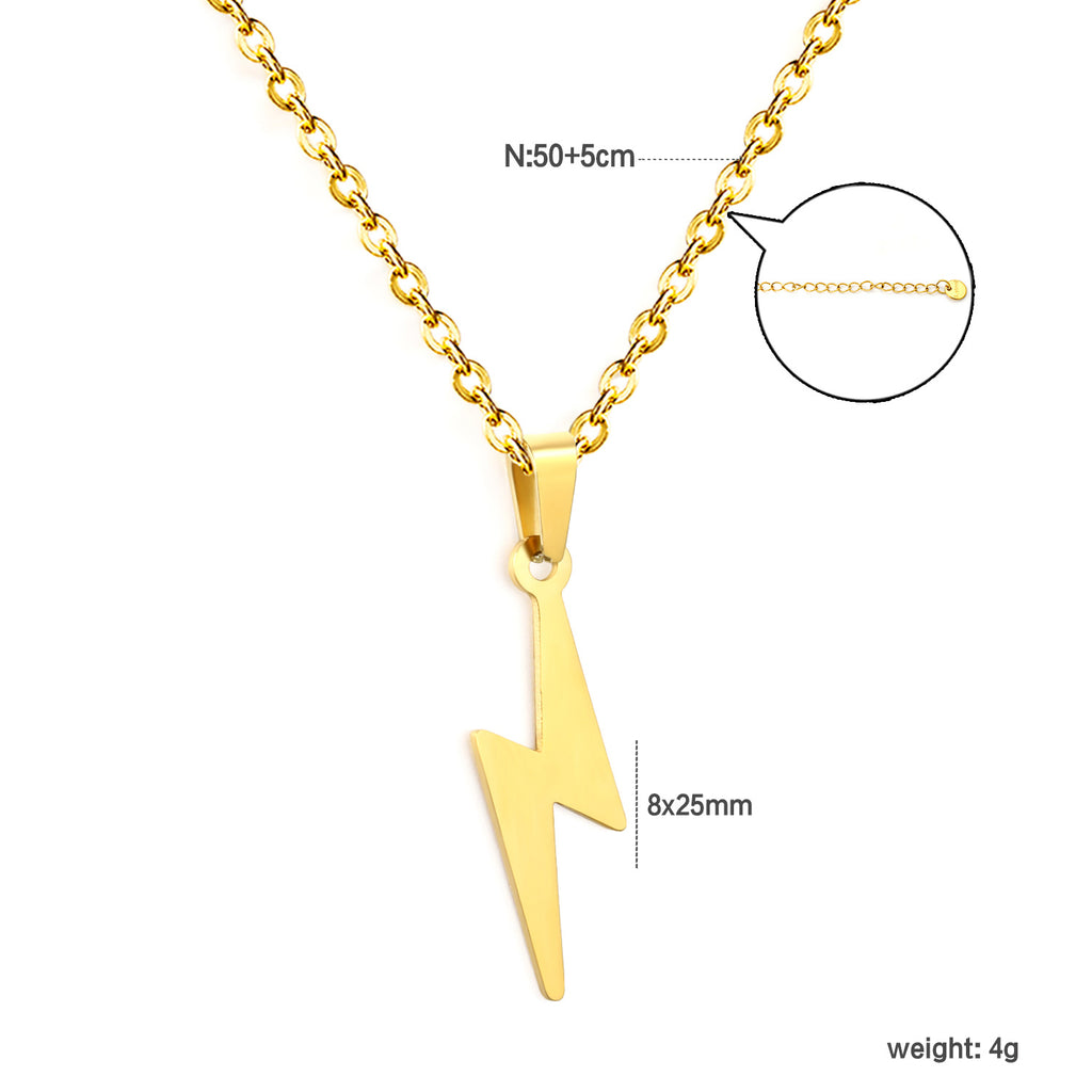 Damen Halskette mit stromlinienförmigem Blitzanhänger und hochwertiger Vergoldung Shop Nory