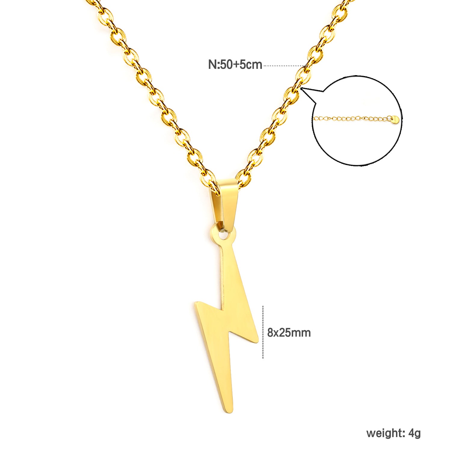 Damen Halskette mit stromlinienförmigem Blitzanhänger und hochwertiger Vergoldung Shop Nory
