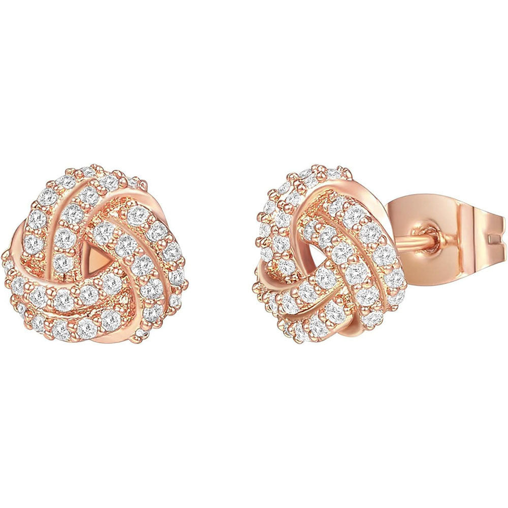Damen Ohrstecker mit elegantem Knoten-Design und funkelnden Zirkonia Shop Nory