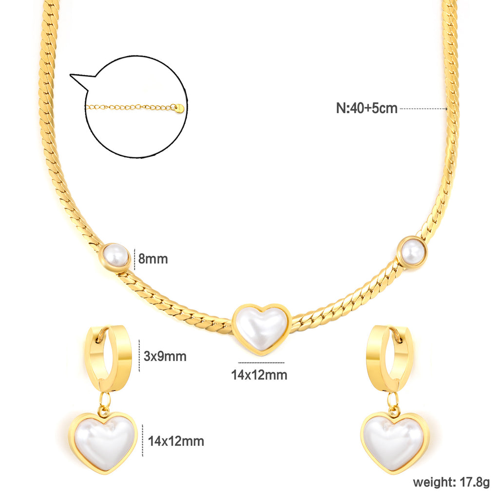 Damen Schmuckset mit Herz-Anhängern und perlverzierten Details Shop Nory