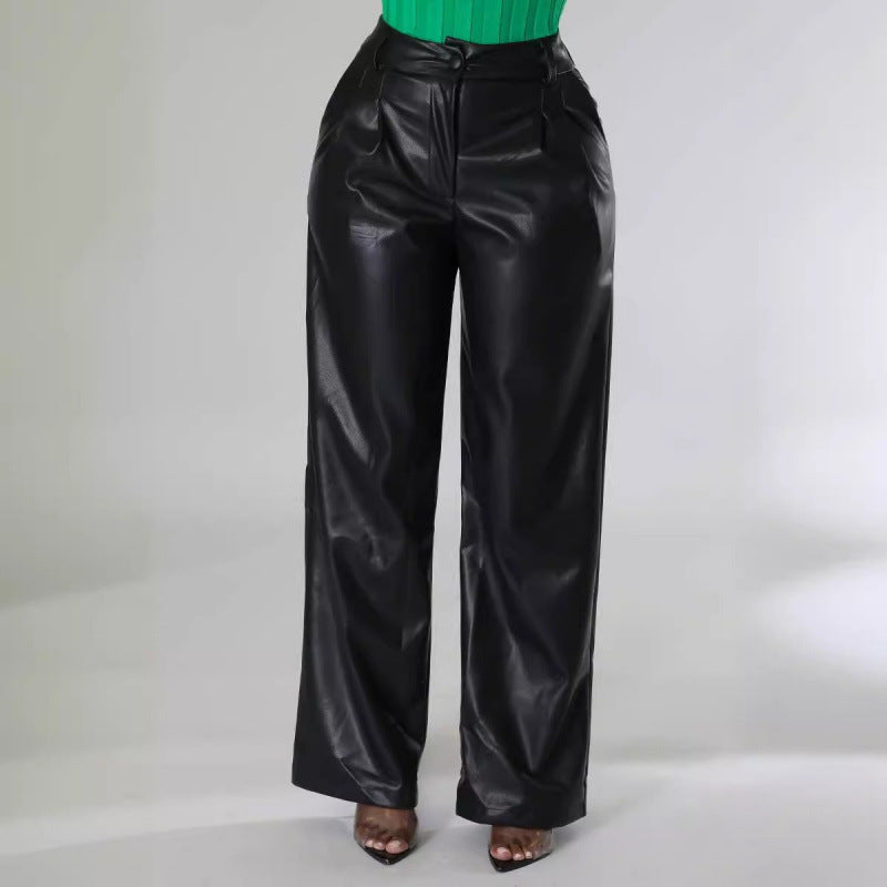 Damen Elegante und stilvolle Kunstlederhose