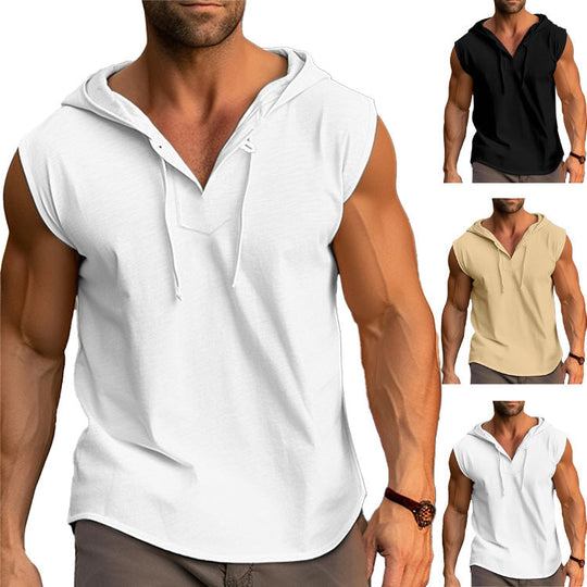 Herren ärmelloses Trainingsshirt mit praktischem Kapuzen-Design