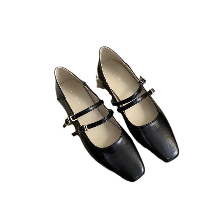 Damen elegante Mary Jane Ballerinas mit modischem Doppelriemen und komfortablem Fußbett