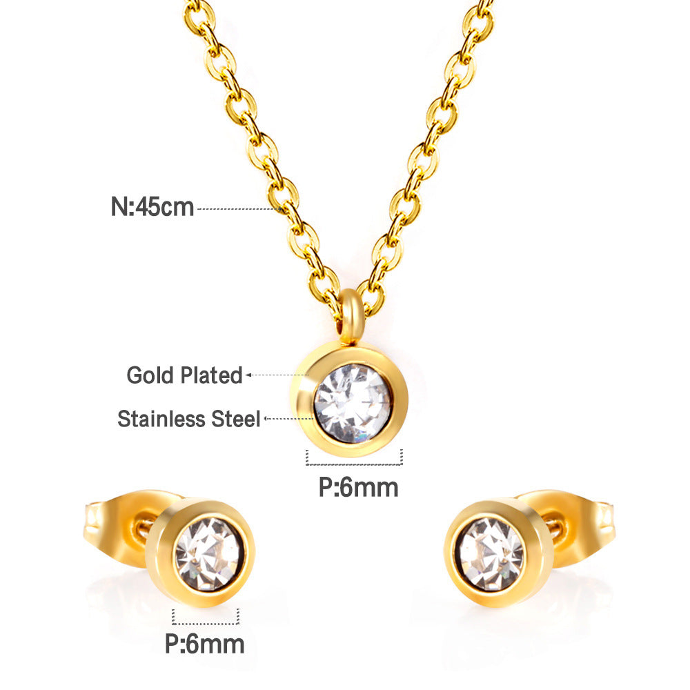 Damen Schmuckset mit Zirkon-Anhänger und dazu passenden Ohrsteckern Shop Nory