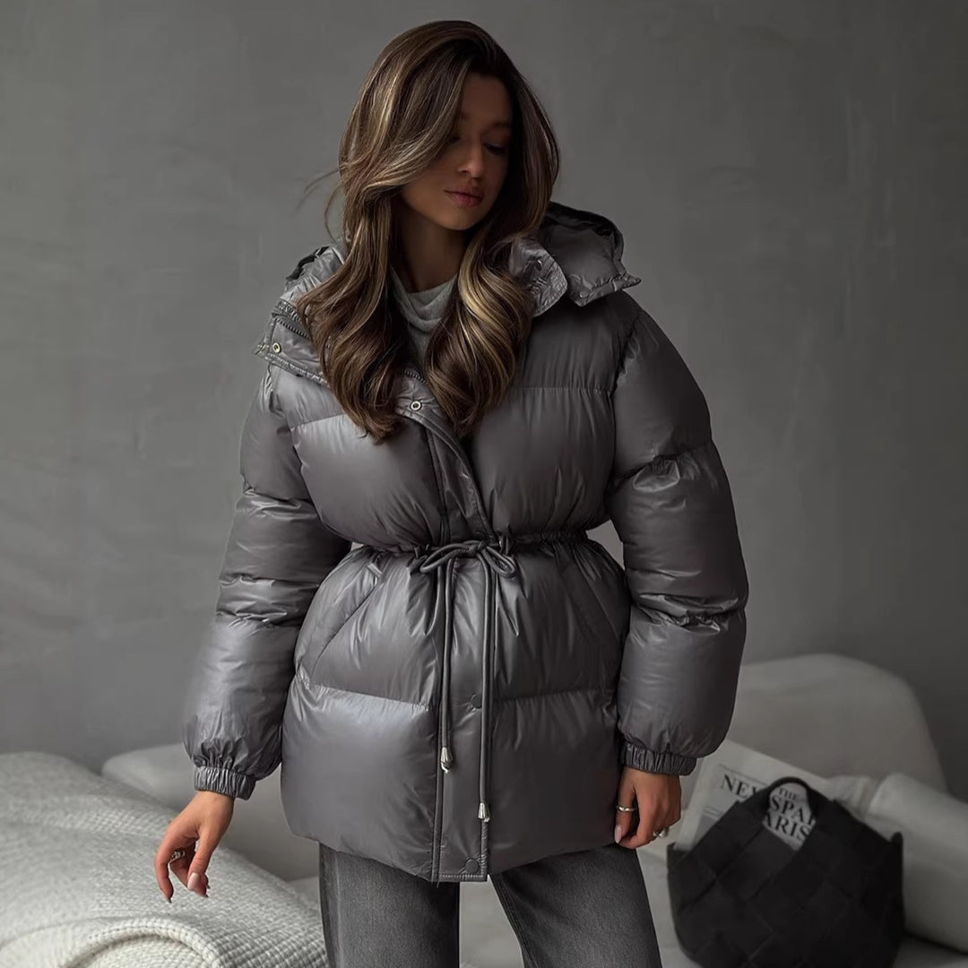 Damen Steppdaunenjacke mit tailliertem Kordelzug und Kapuze Shop Nory