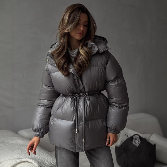 Damen Steppdaunenjacke mit tailliertem Kordelzug und Kapuze Shop Nory