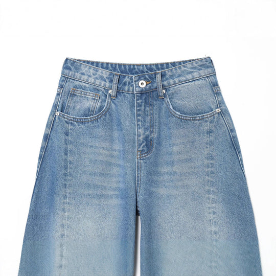 Damen Weite Cropped Denim‑Culotte mit hoher Taille und Mittelnaht Shop Nory