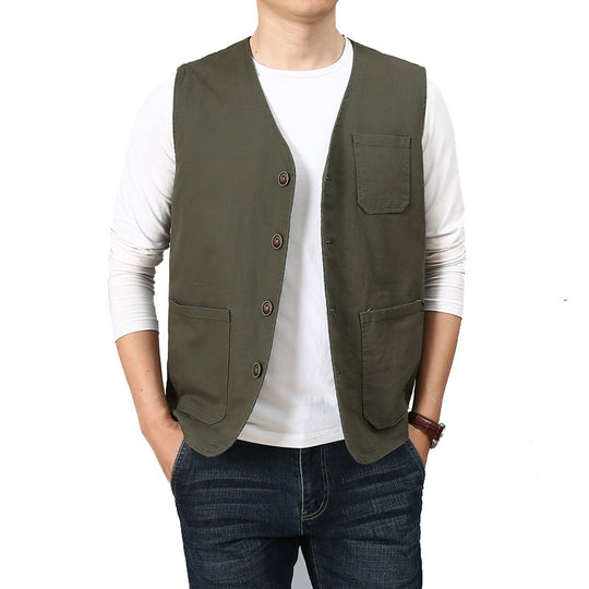 Herren Utility-Weste mit gestreiftem Innenfutter aus Baumwoll-Canvas Shop Nory