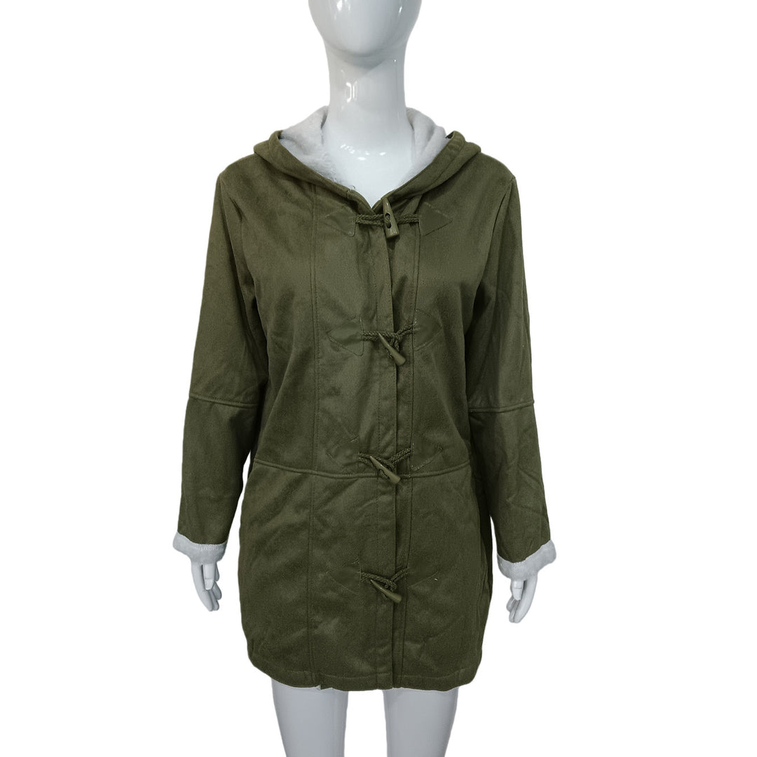 Damen Kapuzen-Dufflecoat mit Kunstfellbesatz und KnShop Noryelverschlüssen Shop Nory