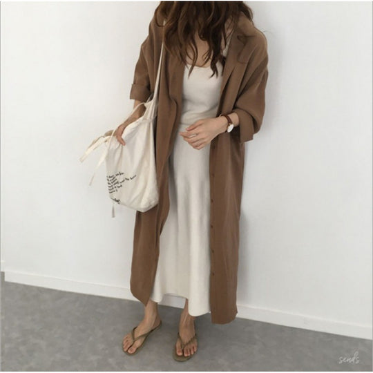 Damen Hemdblusenkleid mit Bindegürtel und lässigen Dreiviertelärmeln Shop Nory