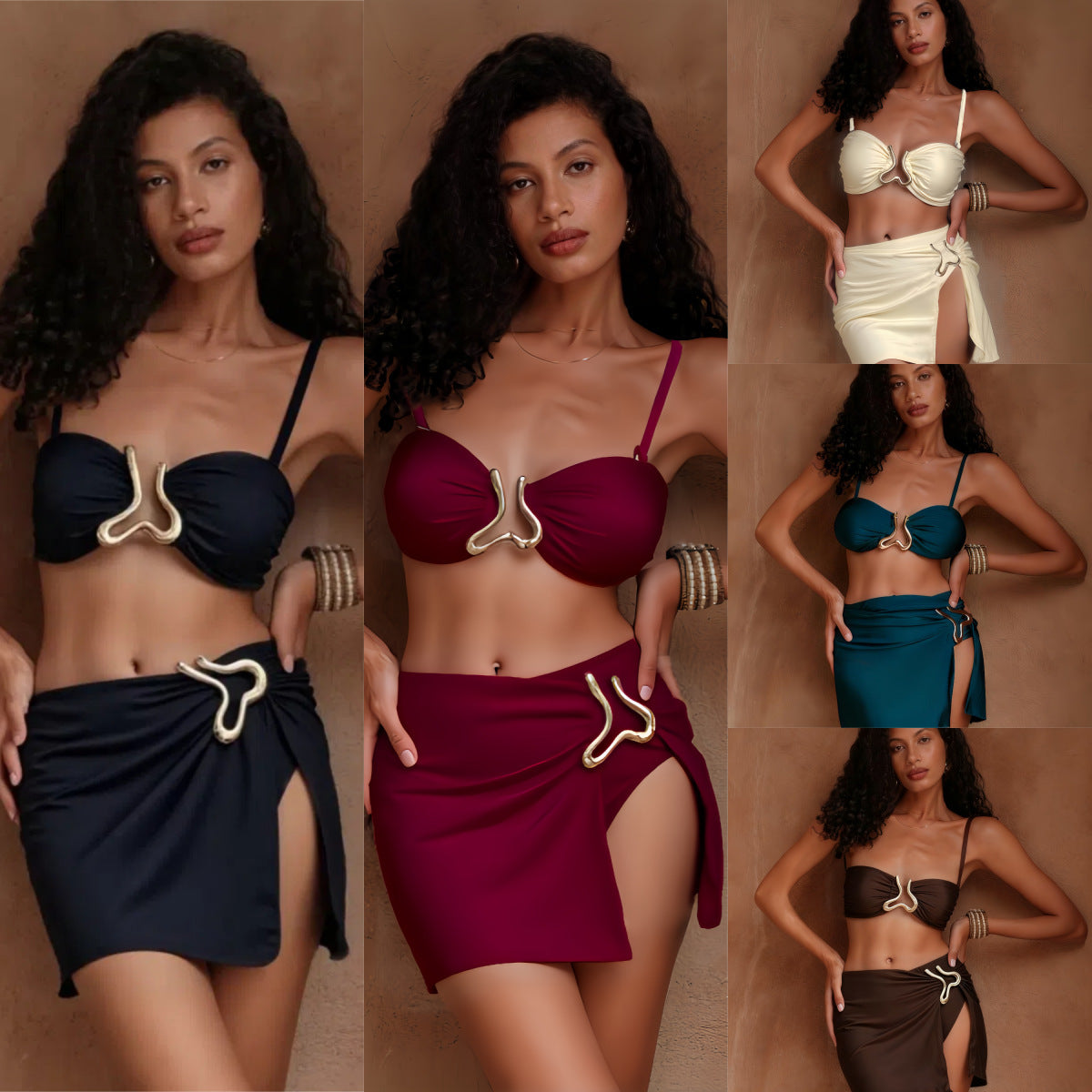 Damen Bikiniset mit elegantem Wickelrock und modischem Design