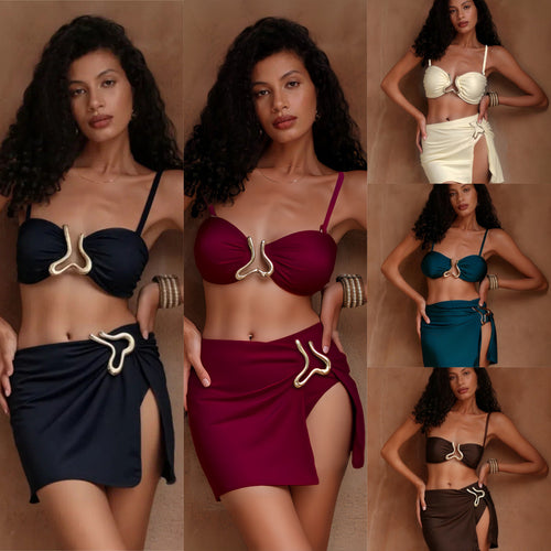 Damen Bikiniset mit elegantem Wickelrock und modischem Design