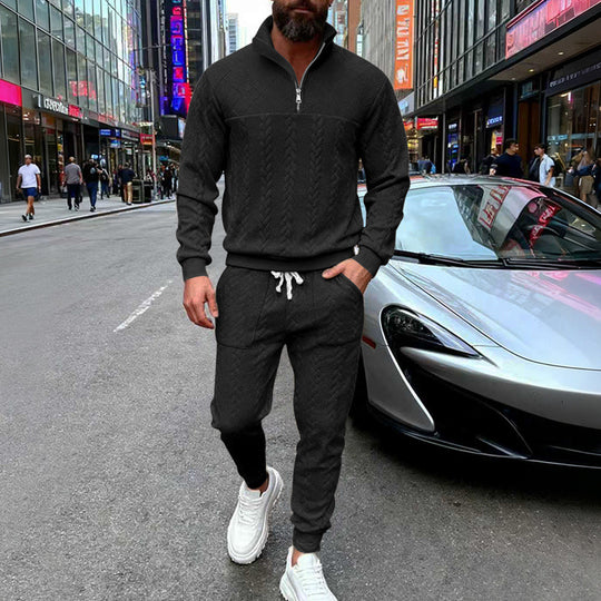 Herren Waffelstruktur-Halbzip-Loungewear-Set mit Cargo-Jogger Shop Nory