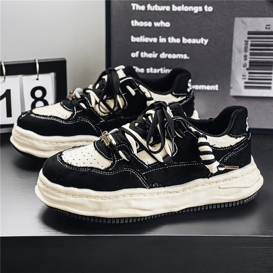 Damen denim-Plateau-Sneaker mit kontrastnähten, wattierter Wellenlaufsohle und verzierten Schnürdetails Shop Nory