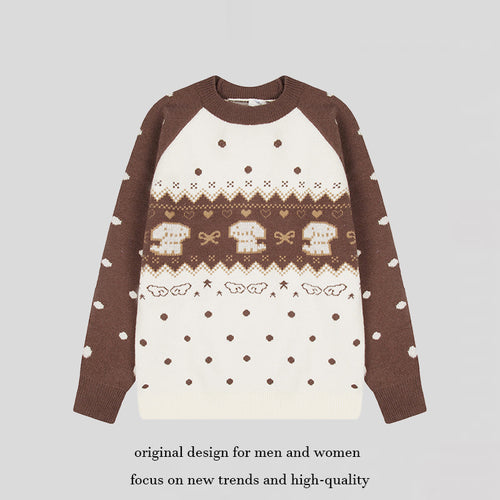 Damen Strickpullover mit Norwegermuster, Raglanärmeln und Rundhalsausschnitt Shop Nory