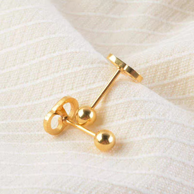 Damen elegante goldene Logo Steckerohrringe Shop Nory