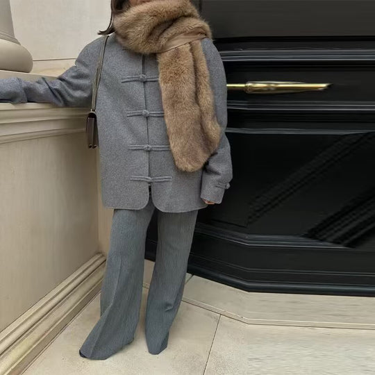 Damen Kurzer Wollmantel mit Knebelverschlüssen und Oversized-Schnitt Shop Nory
