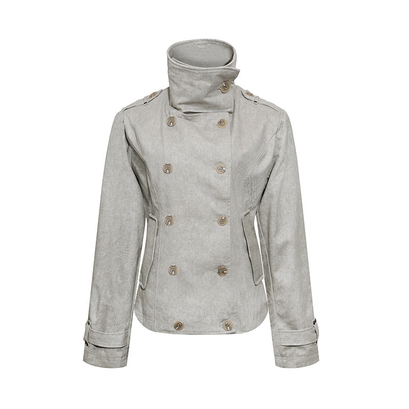 Damen Kurze Doppelreihige Cabanjacke mit Stehkragen und Taillierung Shop Nory