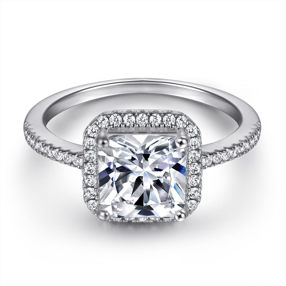 Damen Verlobungsring mit ovalem Solitär und filigraner Zirkonia-Verzierung Shop Nory