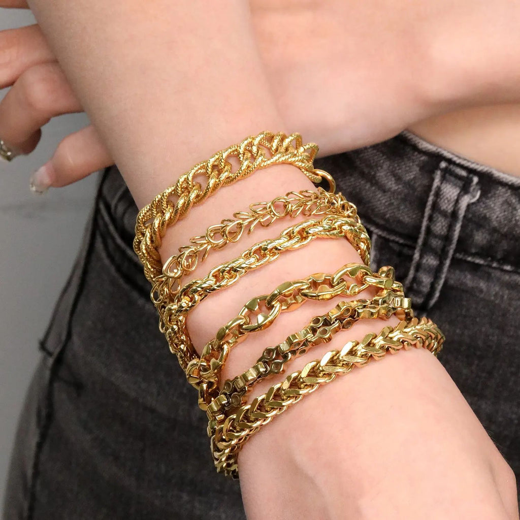 Damen trendiges Gliederarmband aus hochwertigem Edelstahl mit verstellbarem Verschluss Shop Nory