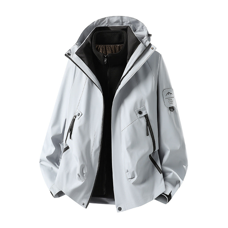 Herren Zwei-in-eins Wetterschutzjacke mit abnehmbarer Steppweste und verstellbarer Kapuze Shop Nory