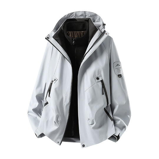 Herren Zwei-in-eins Wetterschutzjacke mit abnehmbarer Steppweste und verstellbarer Kapuze Shop Nory