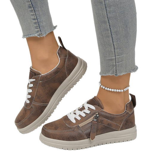 Damen modische Plateau-Sneaker mit seitlichem Reißverschluss, gepolstertem Memory-Fußbett und rutschfester Profilsohle Shop Nory